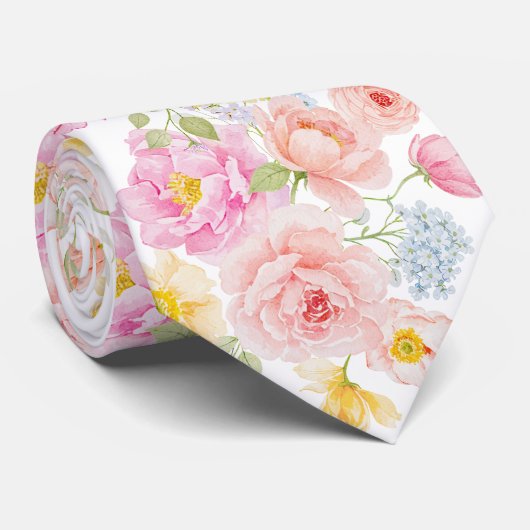 Cravate Col vif de fleurs pastel pour le cou (Roulé)