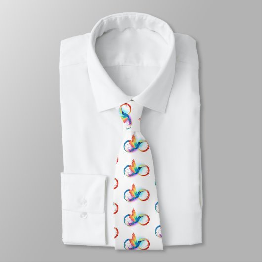 Cravate Colibri arc-en-ciel avec symbole Infinity (Attaché)