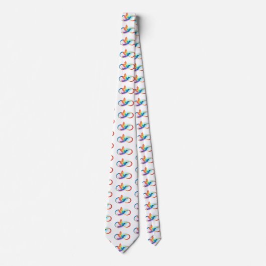 Cravate Colibri arc-en-ciel avec symbole Infinity (Devant)