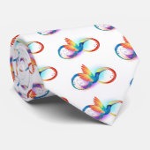 Cravate Colibri arc-en-ciel avec symbole Infinity (Roulé)
