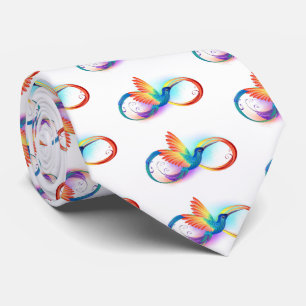 Cravate Colibri arc-en-ciel avec symbole Infinity