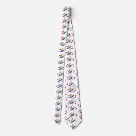 Cravate Colibri arc-en-ciel avec symbole Infinity (Dos)
