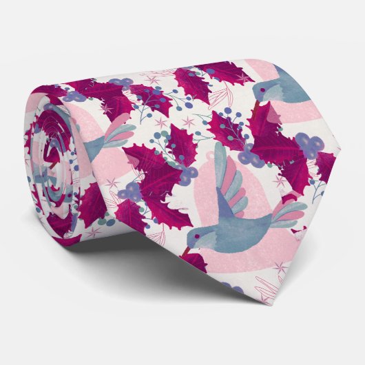 Cravate Colibris de Noël (Roulé)