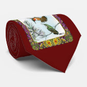 Cravate Colibris et fleurs #2 (Roulé)