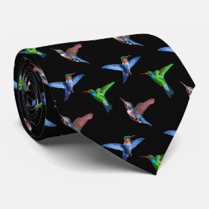 Cravate Colibris modernes sur fond noir