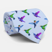 Cravate Colibris sur fond bleu clair (Roulé)