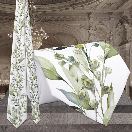 Cravate Colier de mariage Spray de Eucalyptus et Vignes &