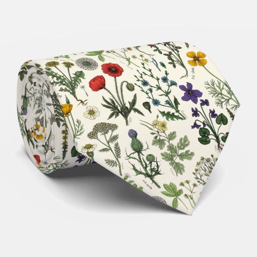Cravate Collage de fleurs sauvages (Roulé)