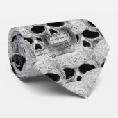 Cravate Collage du crâne gothique (Roulé)
