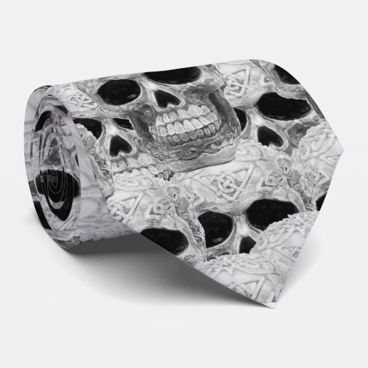 Cravate Collage du crâne gothique (Roulé)