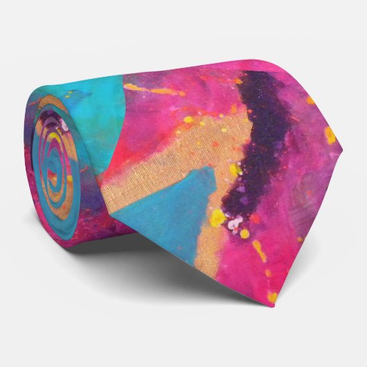 Cravate Collage moderne abstrait de peinture d'alchimie (Roulé)