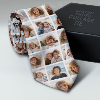Cravate Collage photo - 9 photos dans une grille - Blanc
