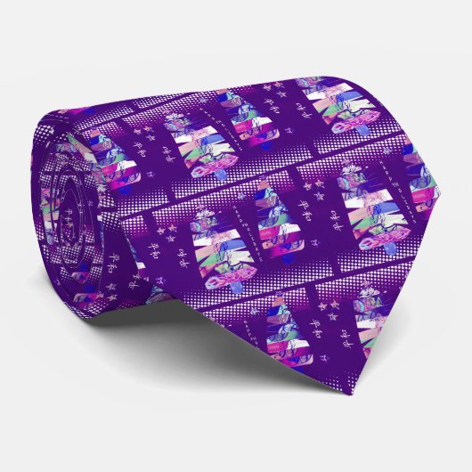 Cravate Collage pourpre d'arbres de Noël (Roulé)
