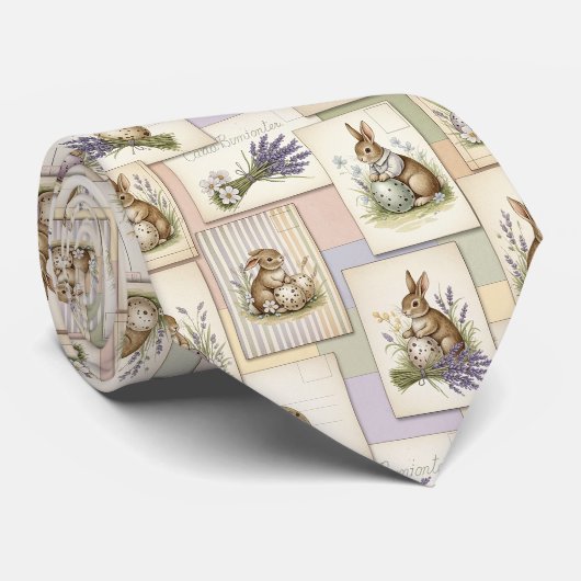 Cravate Collage vintage du lapin de Pâques (Roulé)