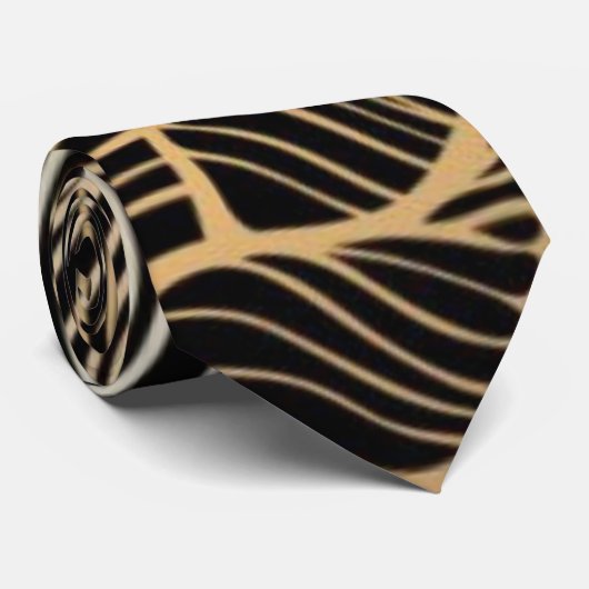 Cravate Collection Art Déco Les Palms or argent noir (Roulé)