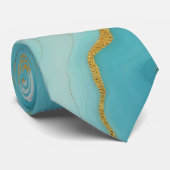 Cravate Collection de marbre bleu turquoise moderne (Roulé)