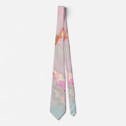 Cravate Collection Luxe Moderne Rose Pâle Menthe Douce Or (Devant)