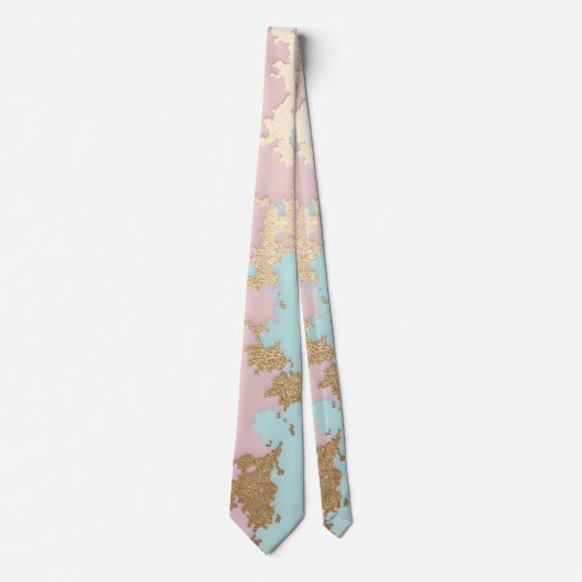 Cravate Collection Luxe Rose Pâle Menthe Or Populaire (Devant)
