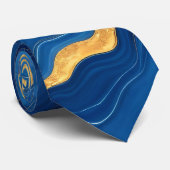 Cravate Collection moderne de marbre Royal Blue Gold (Roulé)