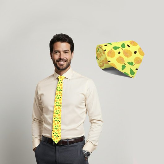 Cravate Collection Poires Dorées Jaune Clair