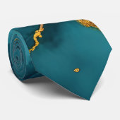 Cravate Collection tendance en marbre bleu turquoise (Roulé)