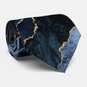 Cravate Collet Agate Bleu Nuit Pailleté Or (Roulé)