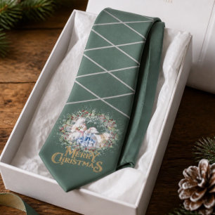 Cravate Collet de Noël en forme de couronne de Noël avec o