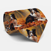 Cravate Collie frontalier à l'automne Feuilles automne Ins (Roulé)
