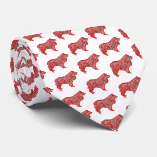 Cravate Collie Rough Chien de Noël Silhouette Blanc Cou