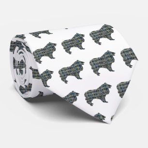 Cravate Collie Rough Chien Jaune & Noir Grille Blanc Crava