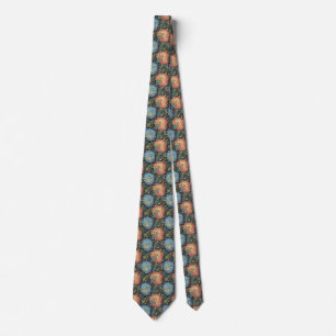 Cravate Collier floral rétro arc-en-ciel noir vintage auda