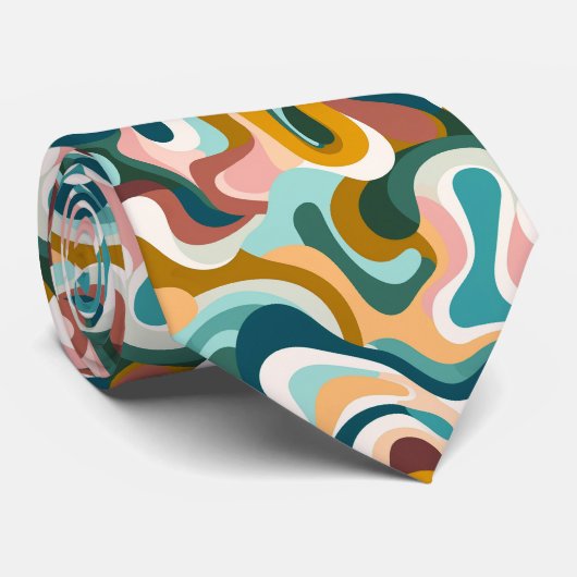 Cravate Coloeduian Bonemian Tourbillonnant Shapes Motif (Roulé)