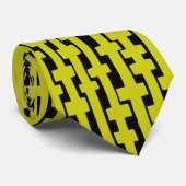 Cravate Colonnes Abstraites - Banane jaune sur noir (Roulé)