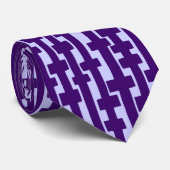 Cravate Colonnes Abstraites - Violet profond sur bleu poud (Roulé)