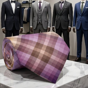 Cravate Coloré Brun Violet Damier Couleurs De L'Année