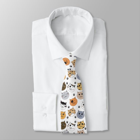 Cravate Coloré Cute Funny Chats & Motif Paw (Attaché)