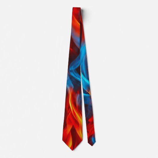 Cravate Coloré cyan bleu rouge flamme vagues motif (Devant)