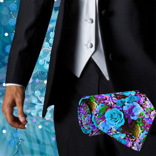 Cravate Colorées Fleurs Tropicales Art Floral Tie