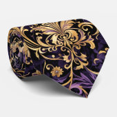 Cravate Coloré, Extravagant, Violet et Or (Roulé)
