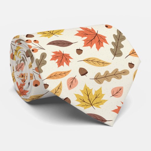 Cravate Coloré Feuille d'automne Motif (Roulé)
