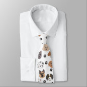 Cravate Coloré mignon Chiens amusants et Chien Paw Motif (Attaché)