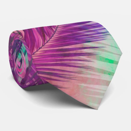 Cravate Coloré Multicolor Tropical Palm Feuille (Roulé)