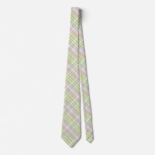 Cravate Coloré Pastel Diagonal Tartan Plaid Motif (Devant)
