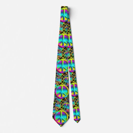 Cravate Coloré PEACE motif sans faille + vos idées (Devant)