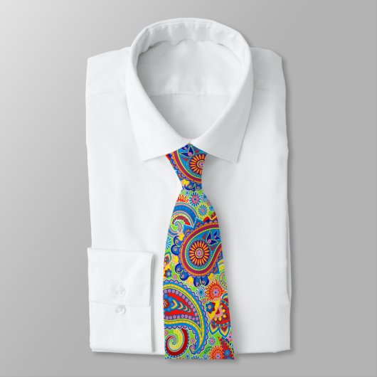 Cravate Coloré Retro Paisley Motif (Attaché)