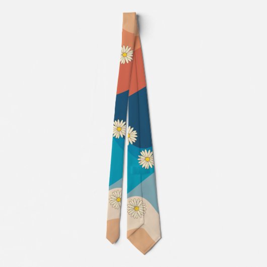 Cravate Coloré Retro Waves & Daisies Motif (Dos)