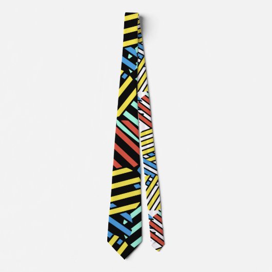 Cravate Colorée 80s Memphis Design Circular Motif (Devant)