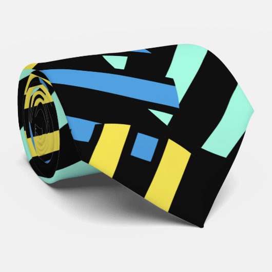 Cravate Colorée 80s Memphis Design Circular Motif (Roulé)