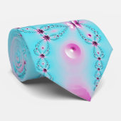 Cravate Colorée Fille rose et bleu fractale fleur (Roulé)