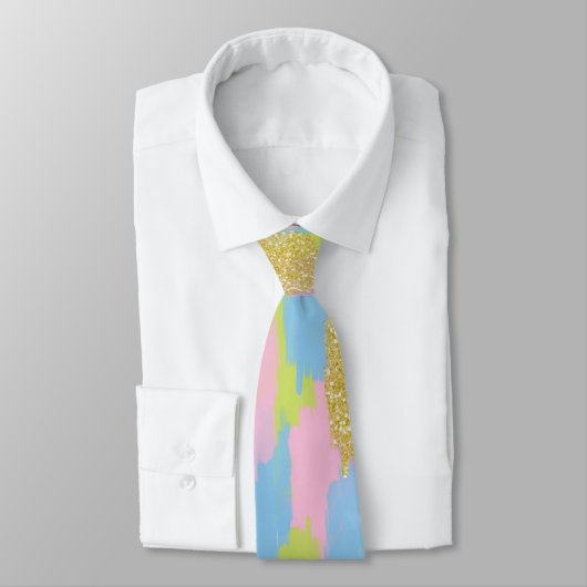 Cravate Colorful Abstrait Brushstrokies Motif Monogramme (Attaché)
